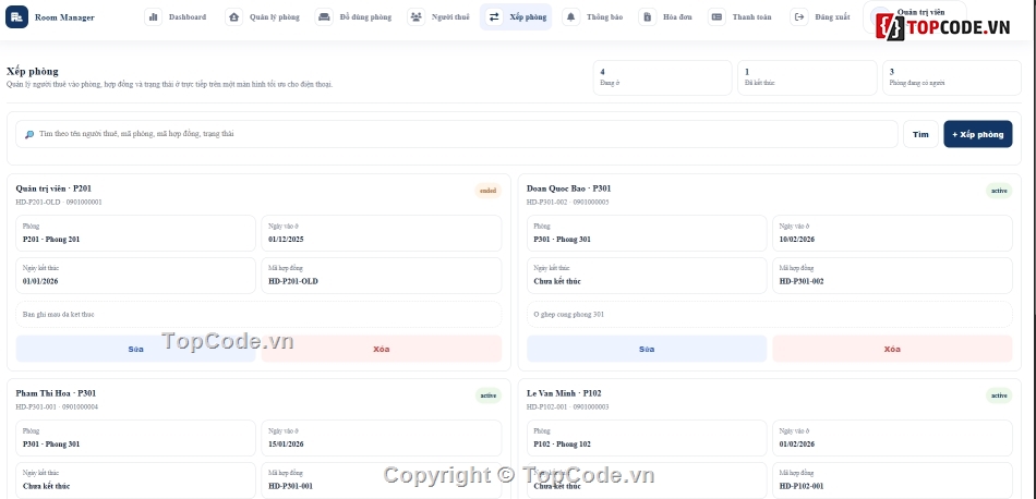 Website quản lý,quản lý phòng,quản lý phòng trọ